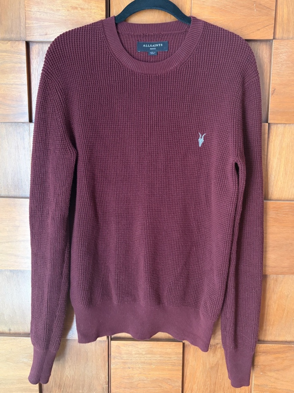 AllSaints Men's Crewneck Waffle Knit Sweater